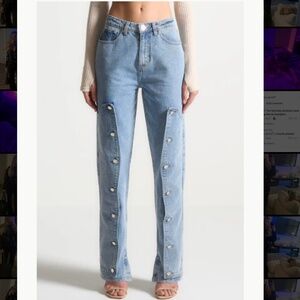 Studded denim mom jeans